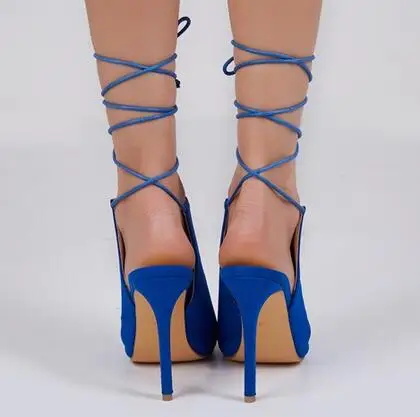 Moda de înaltă tocuri subtiri doamnelor pantofi subliniat toe dantela-up clasic curea glezna design sexy petrecere cizme pompe cădere liberă Imagine 1