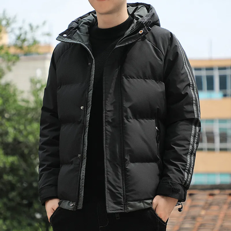 2021 Iarna cu Gluga pentru Bărbați Cald Parka Streetwear Bumbac Haine Slim de sex Masculin Jachete de Vânt Căptușit cu Strat de Mens Casual de Îmbrăcăminte Imagine 1