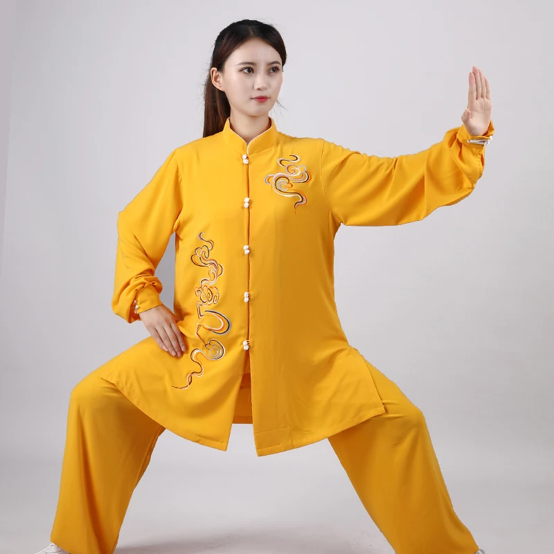 Tradițională chineză Kung Fu, Tai Chi Seturi pentru Femei Barbati Performanță Etapă poarte Lenjerie de mătase Respirabil de Sus brodate Pantaloni de Costum Imagine 0