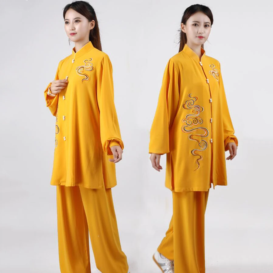 Tradițională chineză Kung Fu, Tai Chi Seturi pentru Femei Barbati Performanță Etapă poarte Lenjerie de mătase Respirabil de Sus brodate Pantaloni de Costum Imagine 4