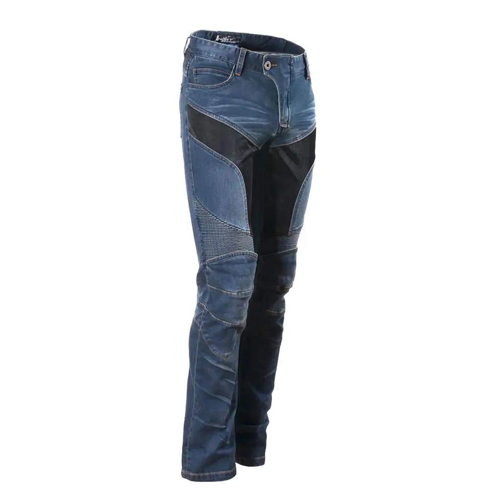 Albastru Curse de Motociclete Pantaloni cu Protectie Genunchi Tampoane de Protecție Blugi XL Imagine 2