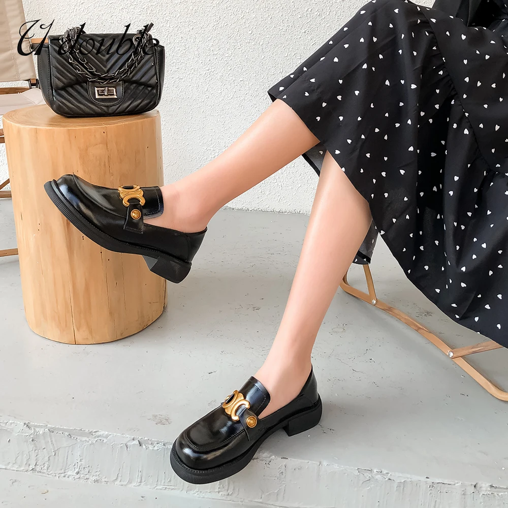 U-Dublu De Înaltă Calitate Femei Pompe Platforme 2022 Primăvara Anului Nou Stil Britanic Retro Pantofi Loafer De Mari Dimensiuni De 43 De Birou, Pantofi De Damă Imagine 2