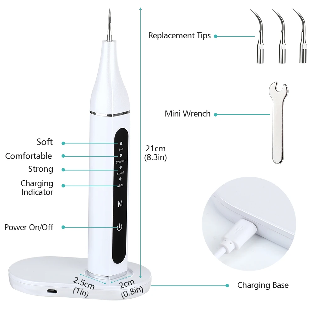 Electric Wireless Cu Ultrasunete Detartraj Dentar Albire Dinti Calcul Tartru Remover Instrumente Curat Dinte Pata Îngrijire Orală Imagine 0
