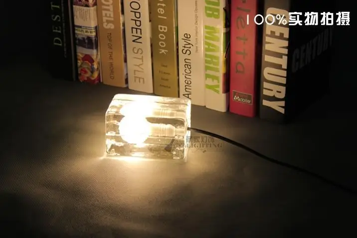 Bloc de sticlă de gheață lampă lampă de masă cub de gheata lampă de birou de casa de design de pat cameră lampă de carte Imagine 1