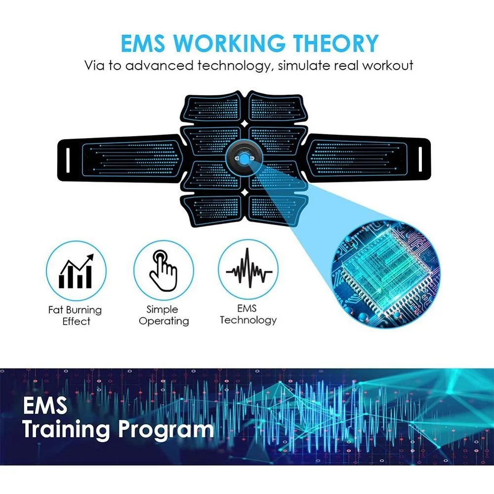 EMS Reîncărcabilă Abdominale Electromagnetice de Stimulare A Mușchilor Antrenor ABS Sală de fitness Abdomen Musculare Exercitii de Fitness Echipamente Imagine 1