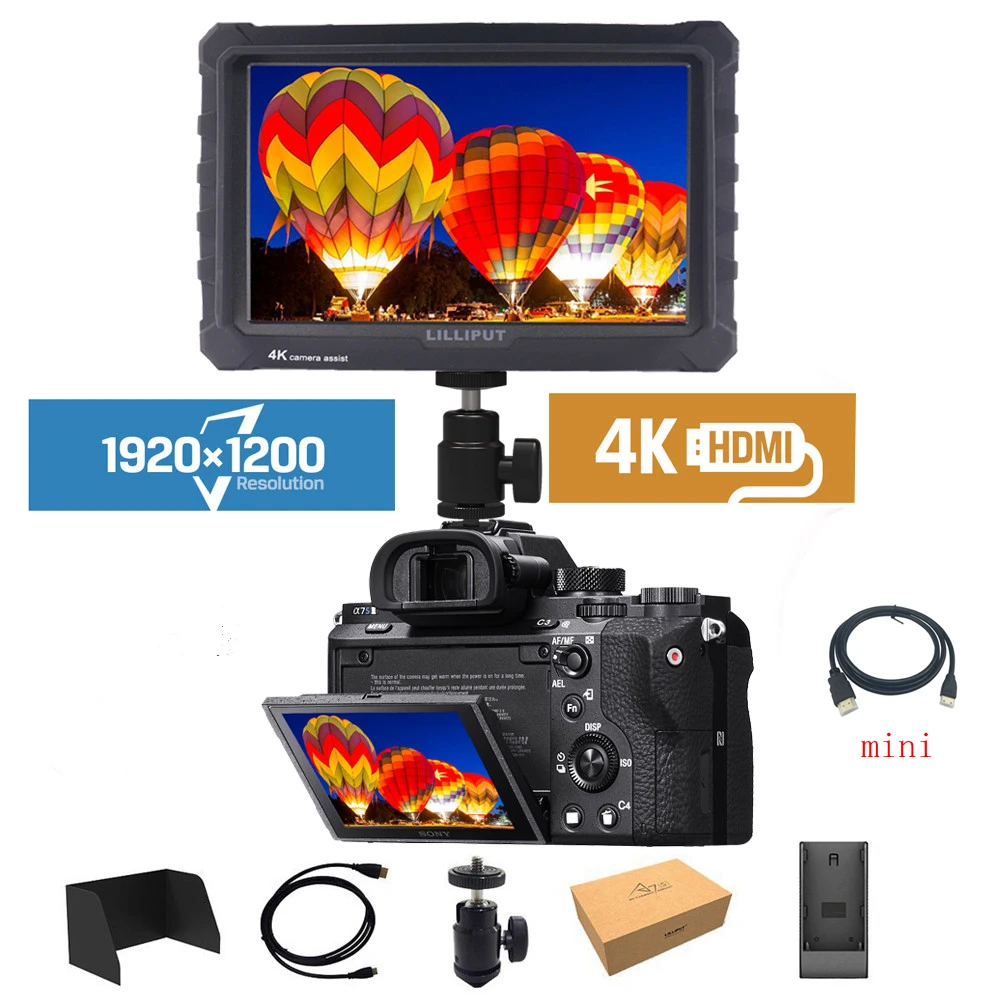 Lilliput A7s 4K Monitor de 7 Inch Ecran HD IPS 500cd/m2 Camera Domeniul Monitor 4K Video HDMI pentru Nikon Canon Sony DSLR Fujifilm Imagine 3