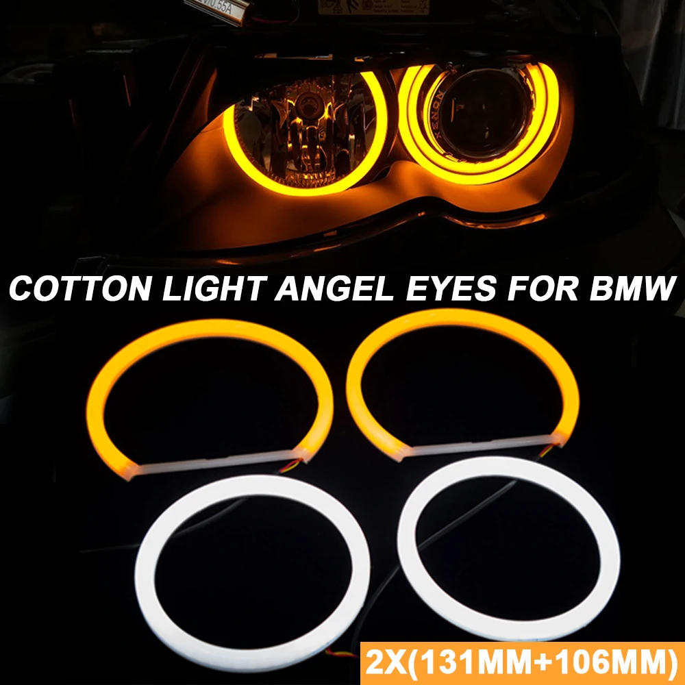 Pentru BMW seria 1 3 5 X Serie E83 X3 E81 E82 E87 E88 E90 E91 E60 E61 Alb Galben LED Angel Eyes Bumbac Lumina Farurilor Inel DRL Imagine 3