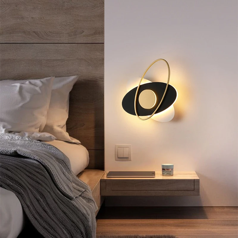 Modernă cu LED-uri Lumina de Perete Nordic Creative Tranșee Camera de zi Dormitor Fundal Noptiera corp de Iluminat Interior Decor Inel Lampa Imagine 0
