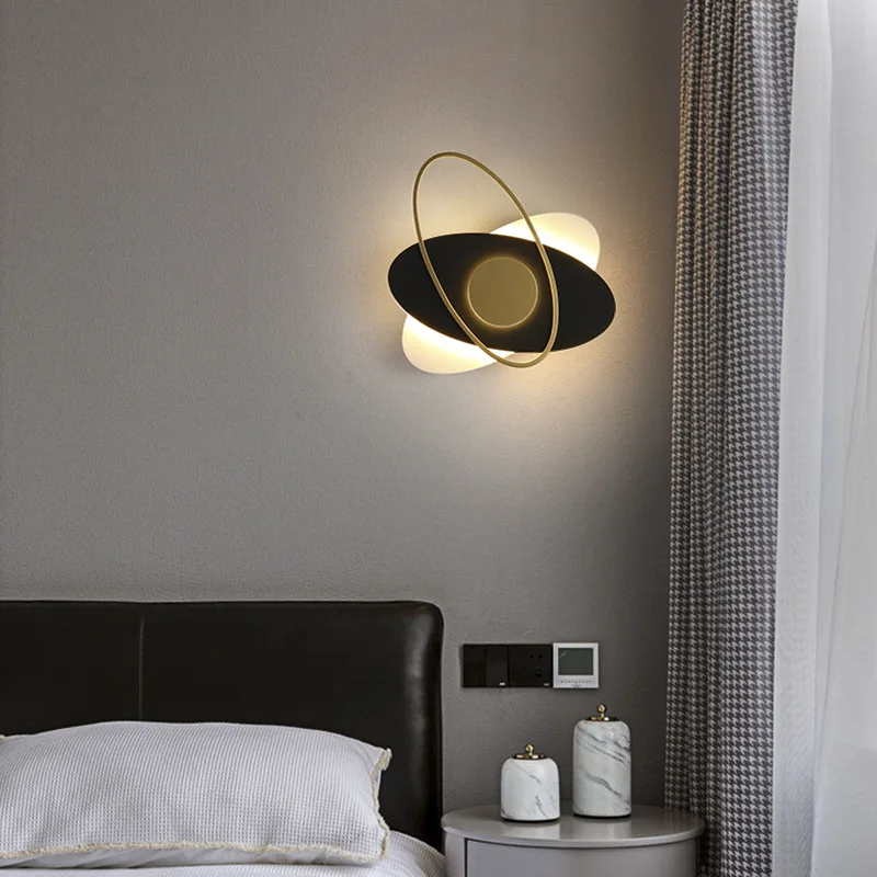 Modernă cu LED-uri Lumina de Perete Nordic Creative Tranșee Camera de zi Dormitor Fundal Noptiera corp de Iluminat Interior Decor Inel Lampa Imagine 4