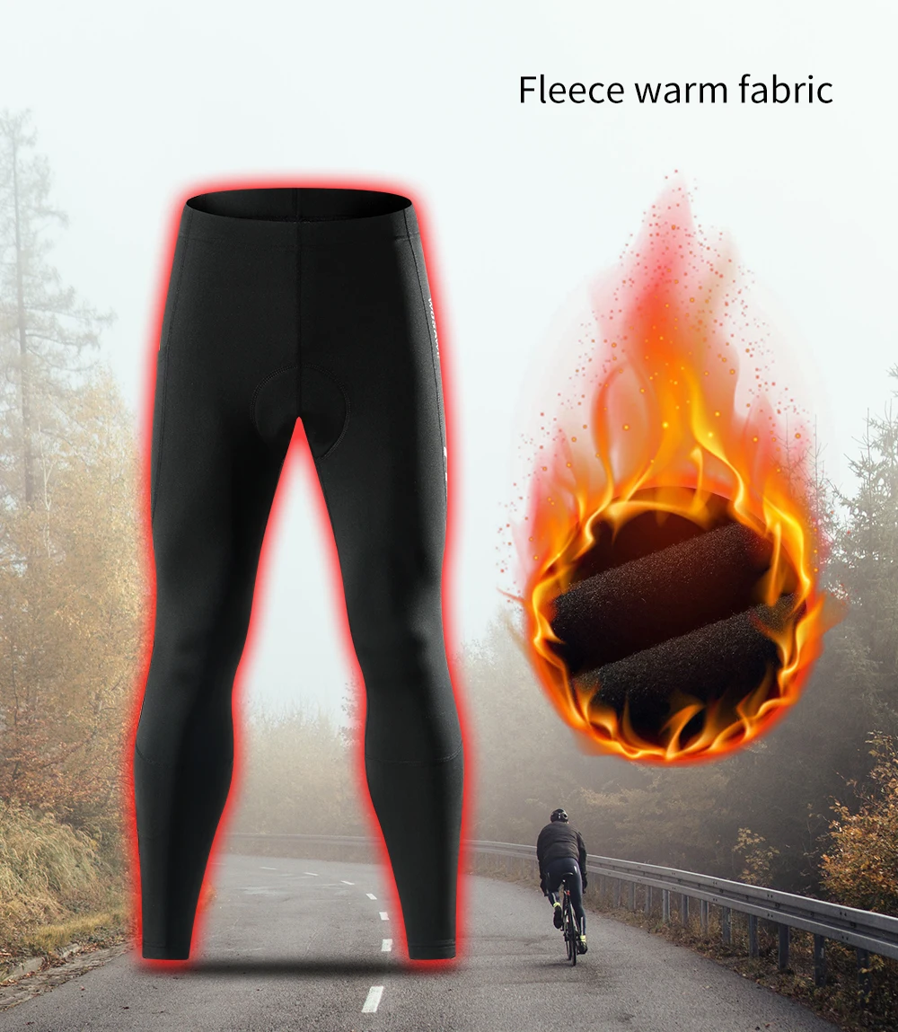 WOSAWE de Iarna Captusit pentru Bărbați Pantaloni Ciclism Complet Fleece Termic Bicicleta Pantaloni Lungi Windproof Reflectorizante Cald MTB Ciorapi Jambiere Imagine 3