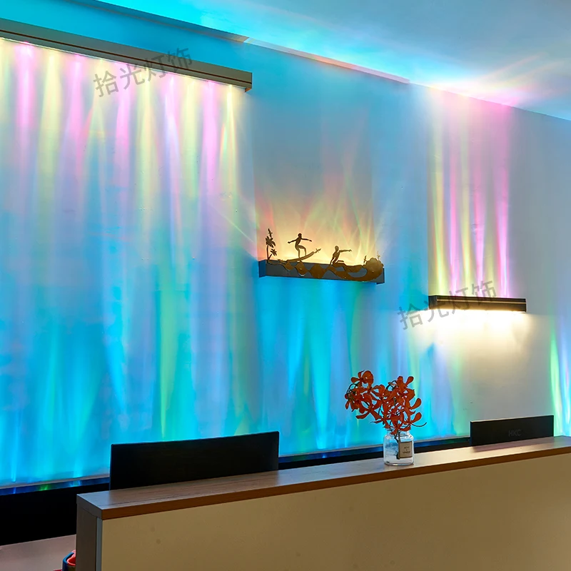 Moderne 3D Dinamic de Spălare de Perete LED Lampă de Apa Model de Culoare Atmosferă de Iluminat Pentru Camera de zi Dormitor Bar Proiecție de Fundal Imagine 0