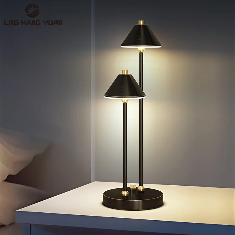Moderne de Masă Led Light Black&Gold Cupru Lectură Lampă de Masă pentru Living Dining Dormitor Noptieră Lumina corpurilor de Iluminat 14W Imagine 3