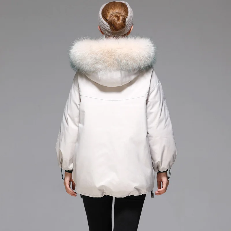 Moda De Iarna Noi Alb Rață Jos Jacheta Femei Scurta Guler De Blană Parker Coreean Gros Sacou Cald En-Gros Imagine 1
