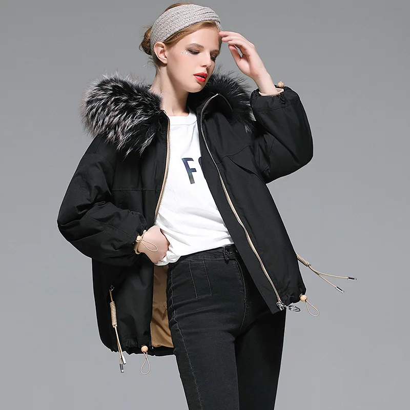 Moda De Iarna Noi Alb Rață Jos Jacheta Femei Scurta Guler De Blană Parker Coreean Gros Sacou Cald En-Gros Imagine 2