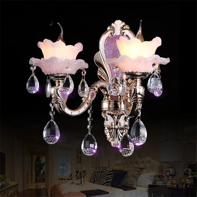 Stil European crystal jade lampă de perete hol living peretele din fundal cald artă dormitor noptieră aliaj lampă de perete Imagine 3