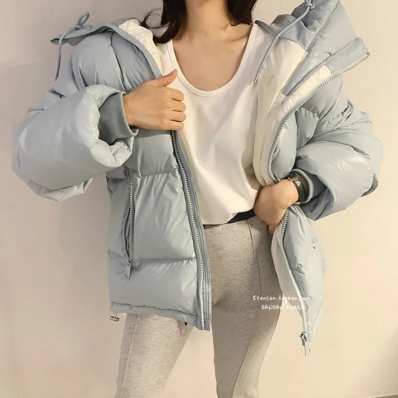 Nouă Femei de Iarnă în Jos Jacheta de Moda Mat Luminos Alb Rață Jos Jacheta Femei de recreere în aer Liber Scurt Sacou din Bumbac Imagine 0