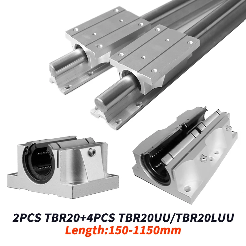 2 BUC TBR20 100-1150mm+ 4 slidere TBR20/20LUU 20mm Liniar Rulment Suport Bloc CNC Router pentru imprimantă 3D piese liniare feroviar Imagine 0
