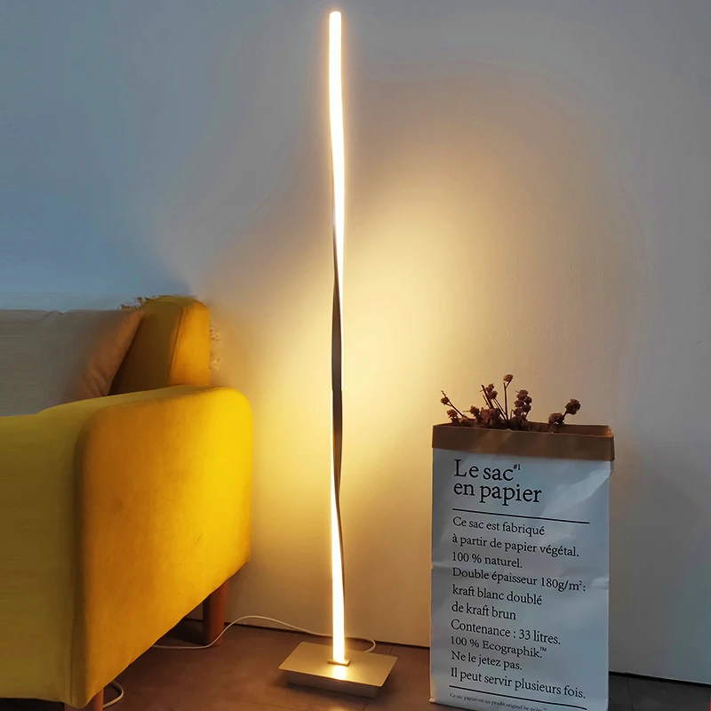 Modernă cu LED-uri Lampa de Podea din Aluminiu, Birou, Podea din Lemn de Lumină în Picioare de Lămpi pentru Camera de zi Crom Decorativ Modern în Picioare Ușoare Imagine 2