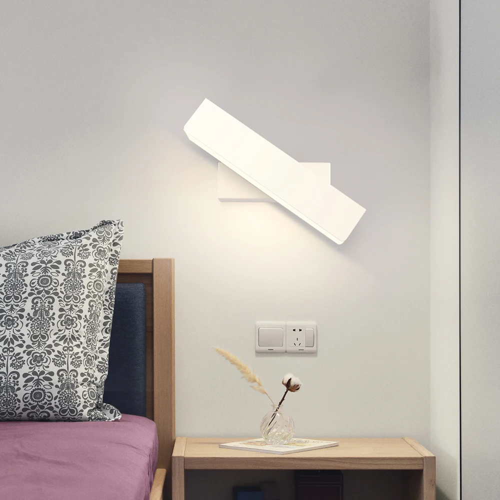 SANDIY Nordic Rotativă de Perete Lampi LED de Interior, Corpuri de iluminat pentru Living Noptiera Culoar de Aluminiu Minimalist de Perete de Lumină Alb-Negru Imagine 0