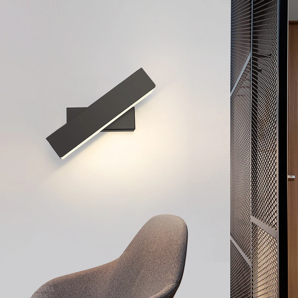 SANDIY Nordic Rotativă de Perete Lampi LED de Interior, Corpuri de iluminat pentru Living Noptiera Culoar de Aluminiu Minimalist de Perete de Lumină Alb-Negru Imagine 5