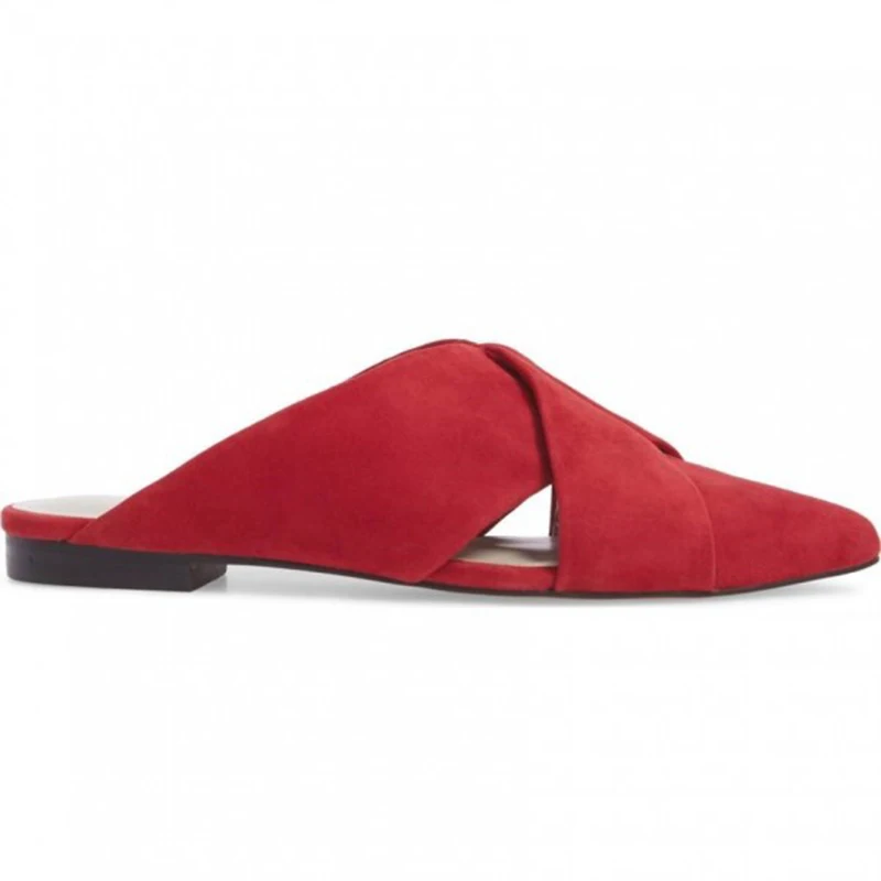 Femeie Pantofi Plat Papuci de casă Cross-legat Roșu Turma de Femei Catâr Migdale subliniat Toe Flats FSJ Moda Casual Outsied Doamnelor Pantofi Imagine 2