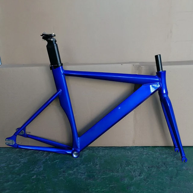 Piesa cadru de biciclete fixie biciclete cadru 48cm 52cm 56cm albastru echipament fix de cadru de biciclete includ aliaj de Aluminiu furca+stem+tija+BB Imagine 2