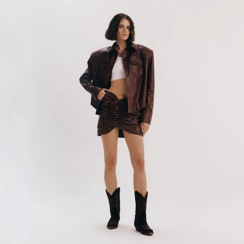Brand la modă toamna și iarna NOU stil camasa geaca de piele jacheta 2021 moda pentru femei buzunar decor scule sacou bing Imagine 1