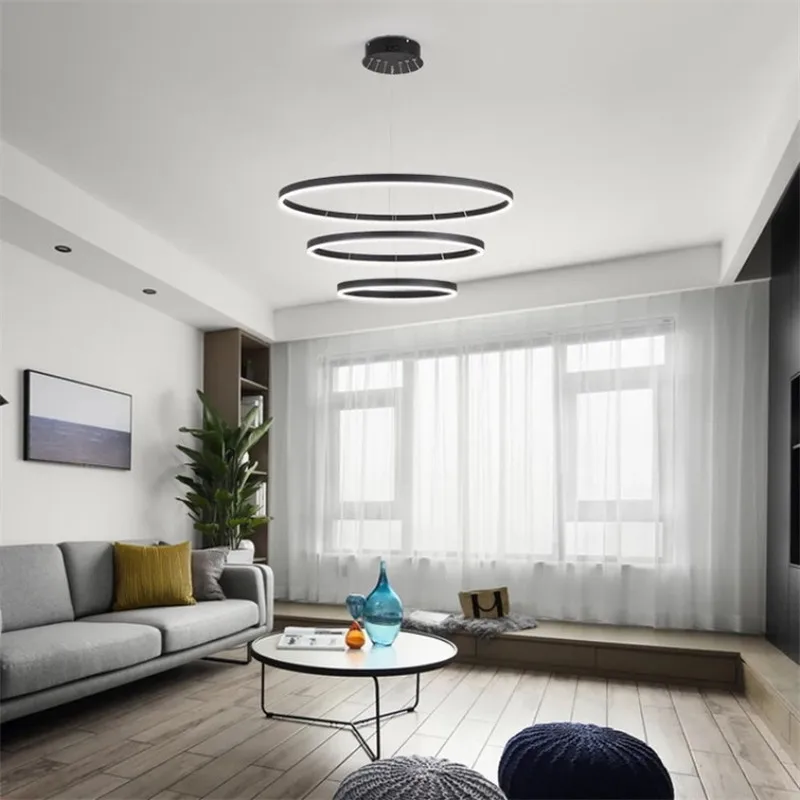 2021 NOU Candelabru Simplu Acrilice Modern Living Lampă cu Led-uri Creative Restaurant Dormitor Birou de Studiu Inel de Lumina Imagine 1