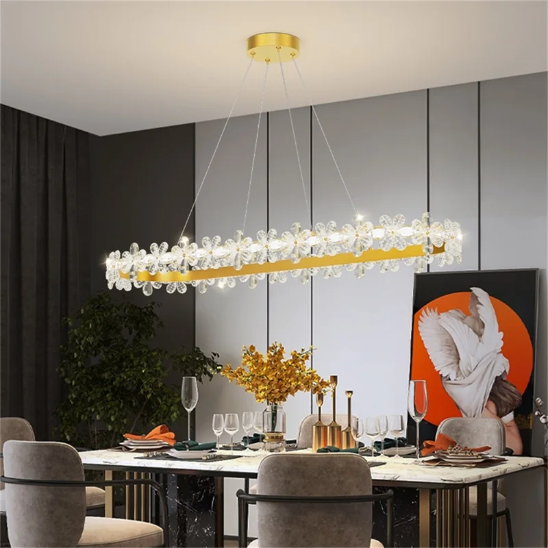 OUTELA de Lux, Candelabre Moderne Aur Lumina Dreptunghi Cristal LED Alamă Pandantiv Lampă de Acasă de Prindere pentru Camera de zi Imagine 4