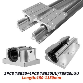 2 BUC TBR20 100-1150mm+ 4 slidere TBR20/20LUU 20mm Liniar Rulment Suport Bloc CNC Router pentru imprimantă 3D piese liniare feroviar