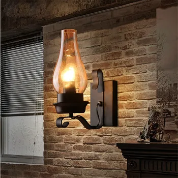 American Fier de Artă Kerosen Abajur de sticla Vintage Lămpi de Perete,Mansardă în Stil Retro Edison lumini de Perete Scara de Lumina, Corpuri de Iluminat
