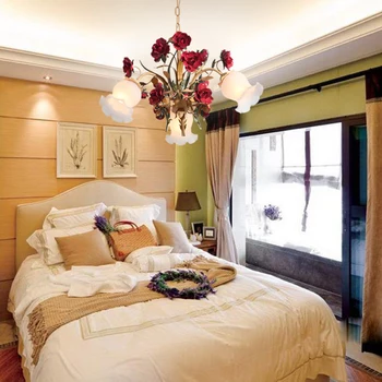 American Retro Red Rose candelabru living sufragerie dormitor coreean pastorală romantic de flori candelabru de sticlă