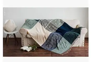 Colorat model carouri prosop, pătură de canapea acoperire pentru scaun fir pătură ciucure decor acasă anti-alunecare, covor, tapiserie