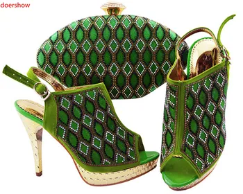 Doershow frumos în căutarea de Pantofi cu Saci Potrivite pentru Nunta ladyShoe și Sac pentru a se Potrivi pentru petrecerea Nigerian Pantofi si Geanta Se HWD1-11