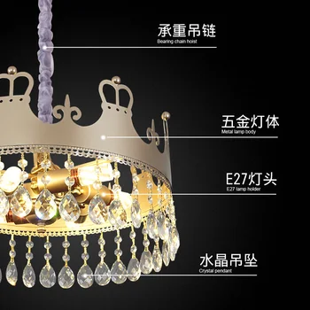 Europene de lux coroana de aur candelabru Fată Dormitor de Printesa cameră lampa de desene animate creative LED candelabru de cristal