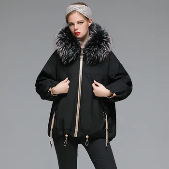 Moda De Iarna Noi Alb Rață Jos Jacheta Femei Scurta Guler De Blană Parker Coreean Gros Sacou Cald En-Gros
