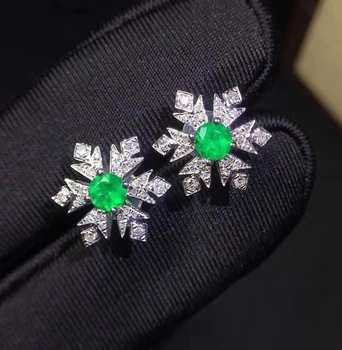Noi fulg de nea rafinat, elegant, verde smarald bijuterie cercei stud pentru femei bijuterii de argint adevărată bijuterie naturala petrecerea de banchet cadou