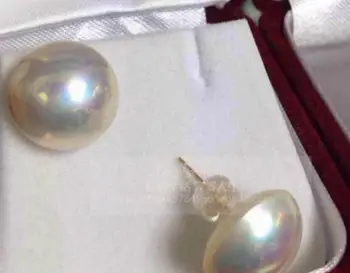 PERECHE DE MARE 12-13mm naturale south sea autentic alb perla cercei 14k