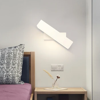 SANDIY Nordic Rotativă de Perete Lampi LED de Interior, Corpuri de iluminat pentru Living Noptiera Culoar de Aluminiu Minimalist de Perete de Lumină Alb-Negru