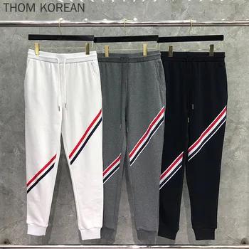 TB BROWIN Femei cu Dungi Pantaloni de Bumbac Moda High Street Liber Sport Gâfâi Nou Design Clasic coreean Design de Înaltă Calitate Cuplu